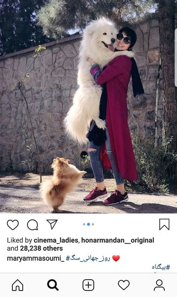 مریم معصومی با سگ بزرگ و وحشتناکش در بغل + عکس