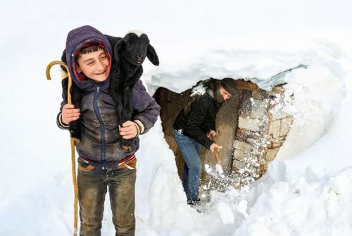 بارش ۲ متر برف در روستایی در استان مرزی وان ترکیه/ خبرگزاری آناتولی