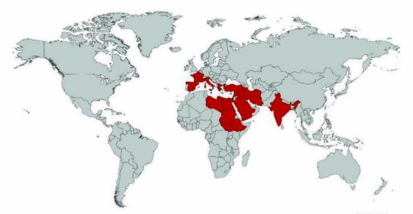 نمودار کشورهایی که در انجیل از آنها یاد شده است