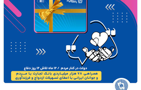 همراهی 78 هزار میلیاردی بانک تجارت با مردم و جوانان ایرانی با اعطای تسهیلات ازدواج و فرزندآوری