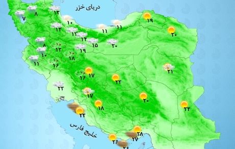پیش‌ بینی بارش باران در کشور