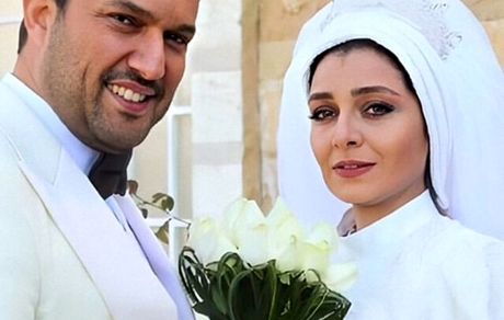 حامد بهداد و ساره بیات در لباس عروسی یک فیلم + عکس