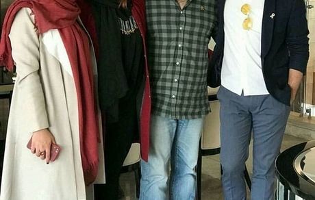 مهراب قاسمخانی و همسرش در کنار زوج هنری مشهور + عکس