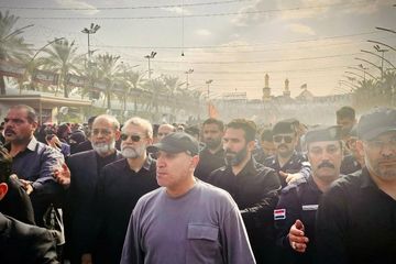 لاریجانی در حلقه محافظان عراقی در بین الحرمین